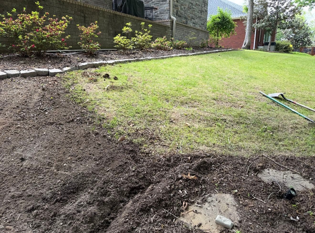 Gallery photos for Bare Ground to Green Backyard with Palisade Zoysia Sod: Image #1